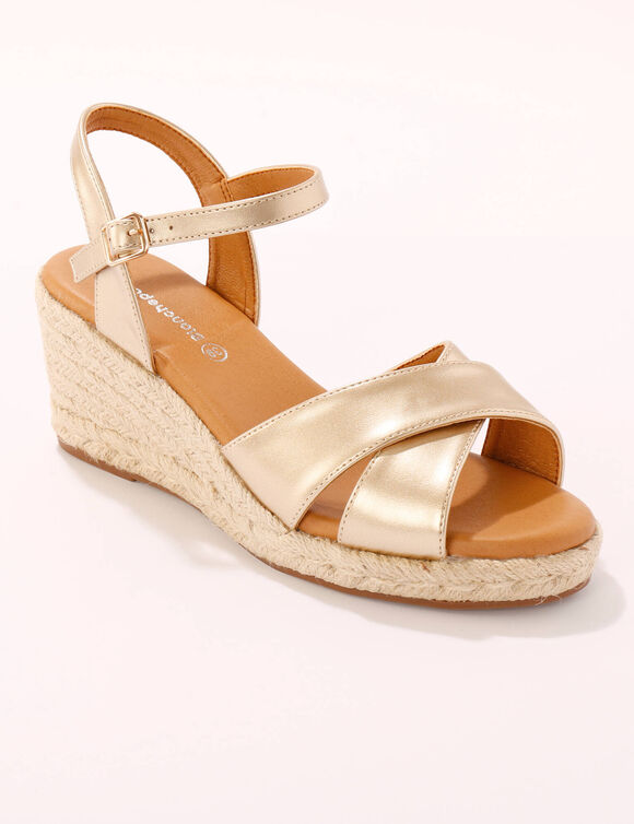 Sandales compensées croisées (doré) Sandales compensées croisées (doré)